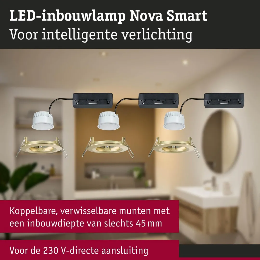 Paulmann Nova Coin LED Inbouwlamp 3x6W 530lm Tunable White - Goud mat