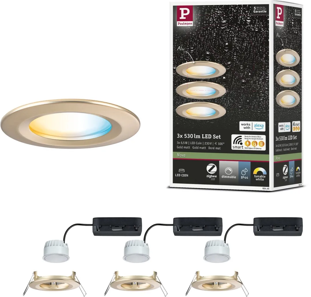 Paulmann Nova Coin LED Inbouwlamp 3x6W 530lm Tunable White