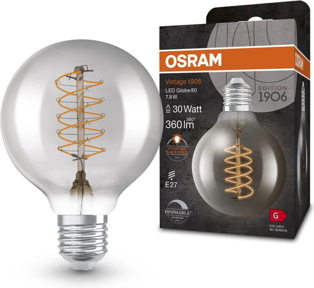 OSRAM Vintage 1906® Klassieke Globe80 lamp, 4.8W, 470lm
