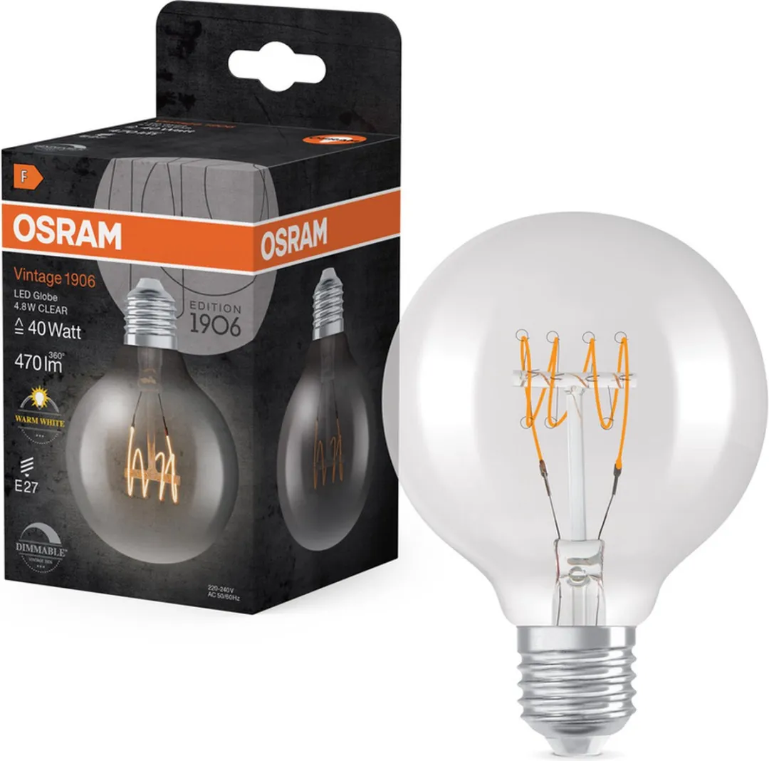OSRAM Vintage 1906® Klassieke Globe80 lamp, 4.8W, 470lm