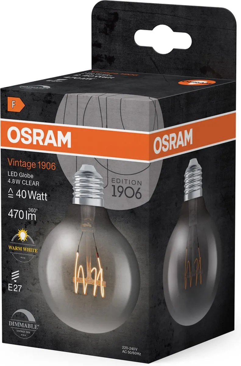 OSRAM Vintage 1906® Klassieke Globe80 lamp, 4.8W, 470lm