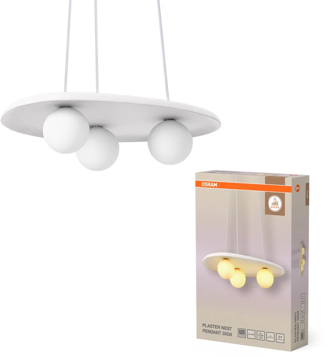 Osram Decor Plaster Nest Hanglamp - 3xG9 - Wit