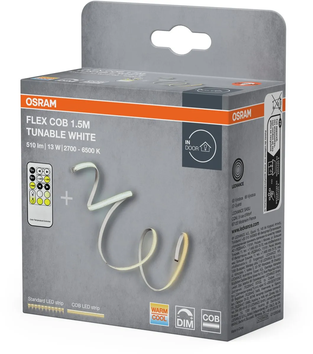 Osram Flex COB 1.5M LED Strip TW RC - 14W 500lm - Geel - afbeelding 6 van 6
