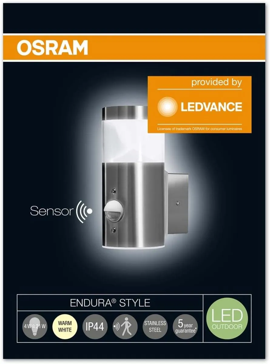 Osram Endura Style Mini Wall Sens LED Wandlamp - Warm wit - Buiten