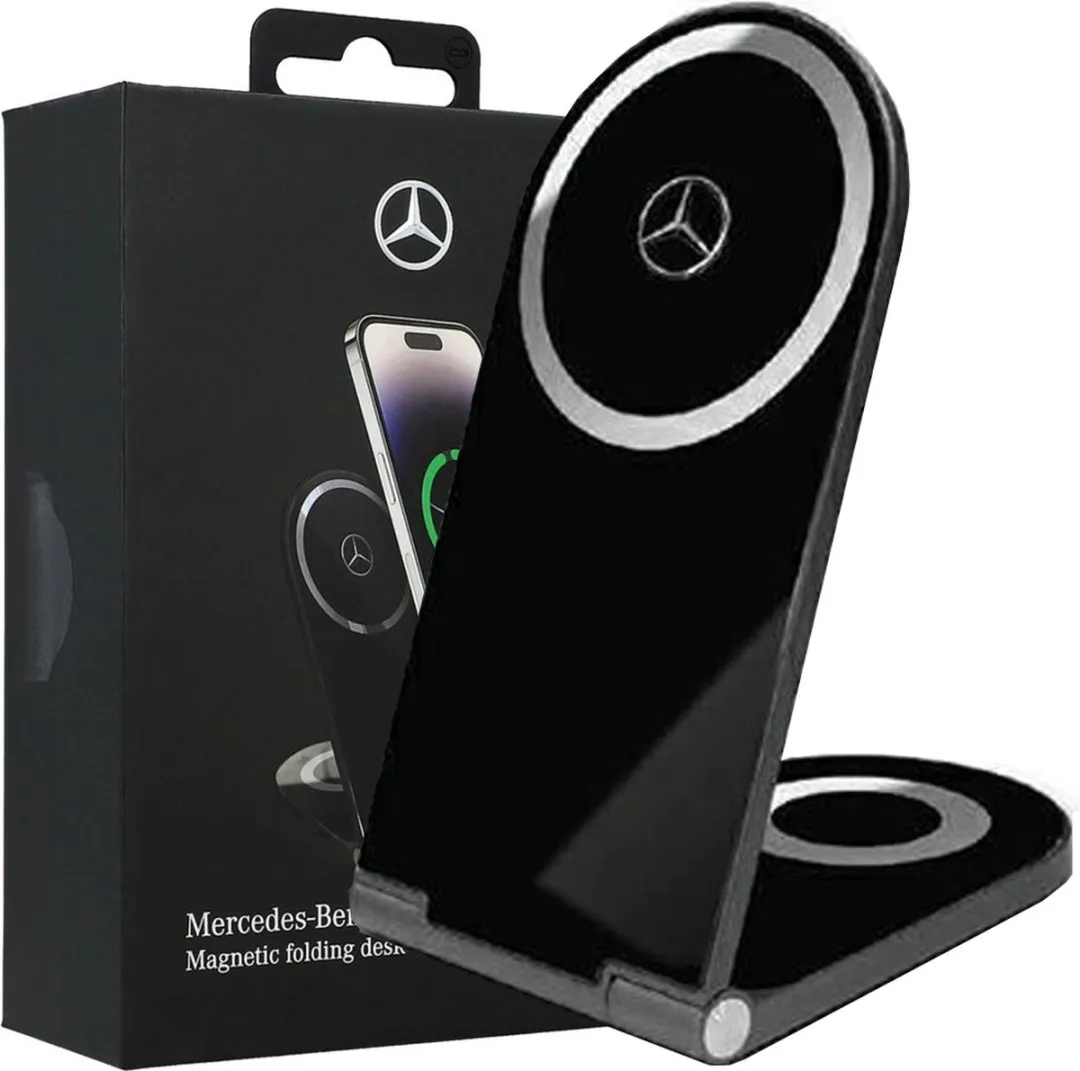 Mercedes Silver Star MagSafe 2w1 15W Lader - Zwart