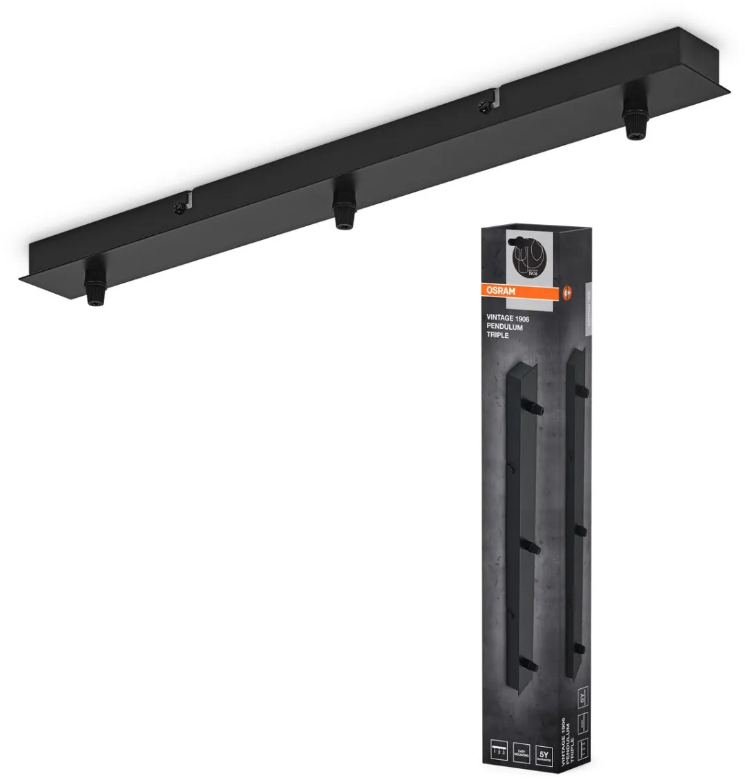 Osram Vintage 1906 Hanglamp Triple Canopy Linear - Zwart