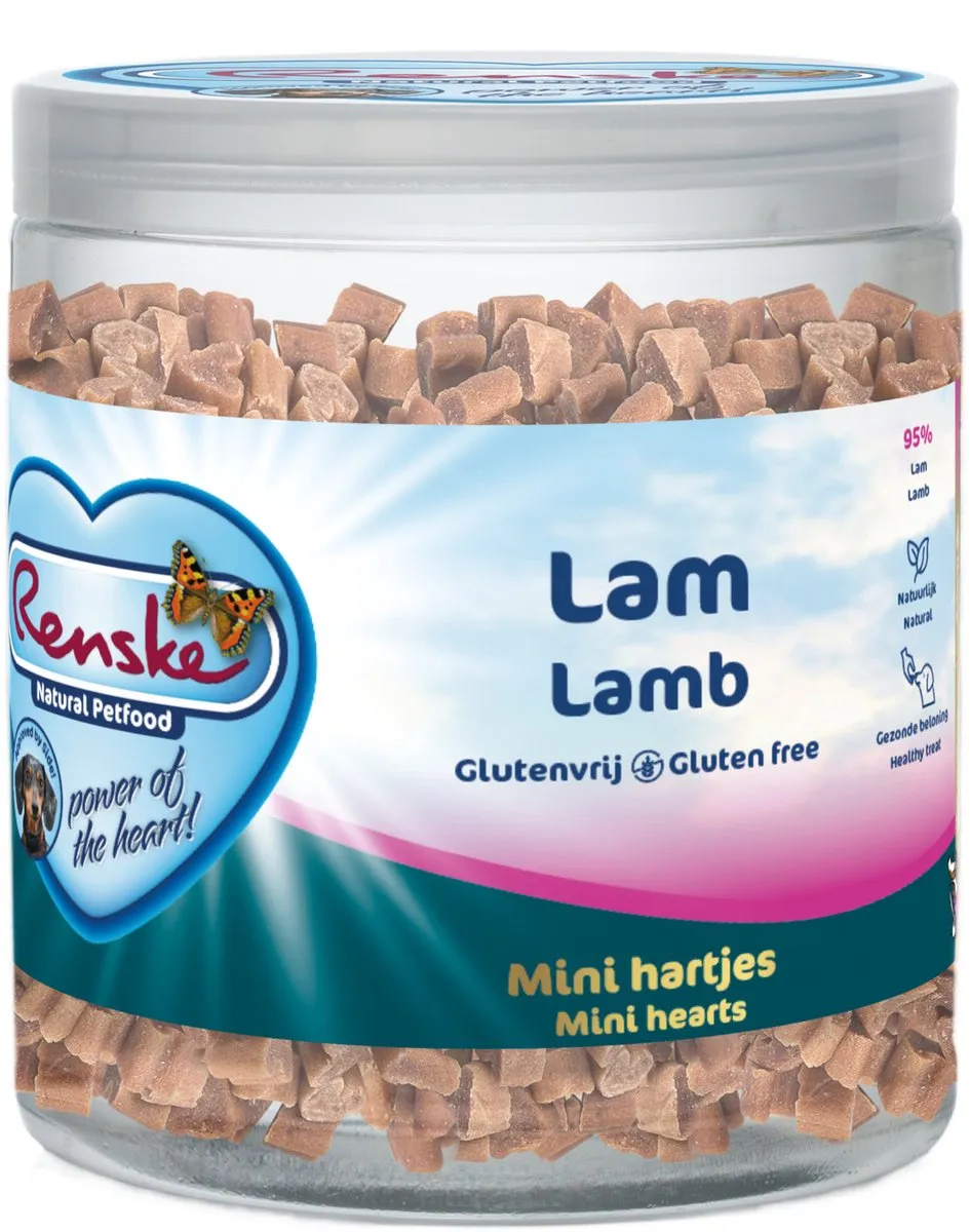 Renske Gezonde Beloning Mini Hartjes - Verwensnacks - Lam 300 g