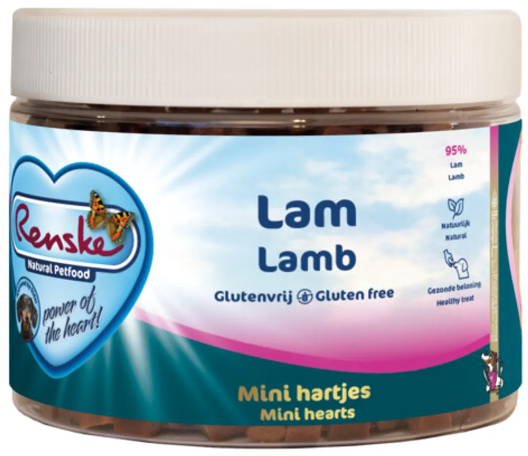 Renske Gezonde Beloning Mini Hartjes - Verwensnacks - Lam 300 g