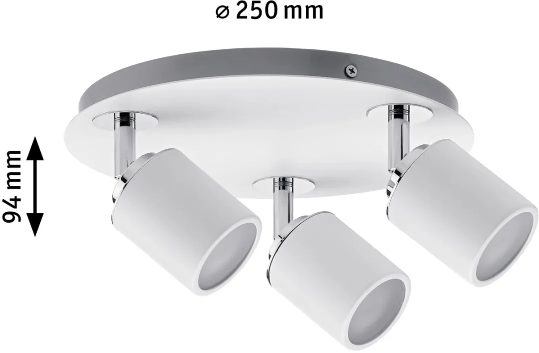 Paulmann Spotlight Tube IP44 GU10 230V - 3x10W - Wit/Chroom - afbeelding 6 van 6