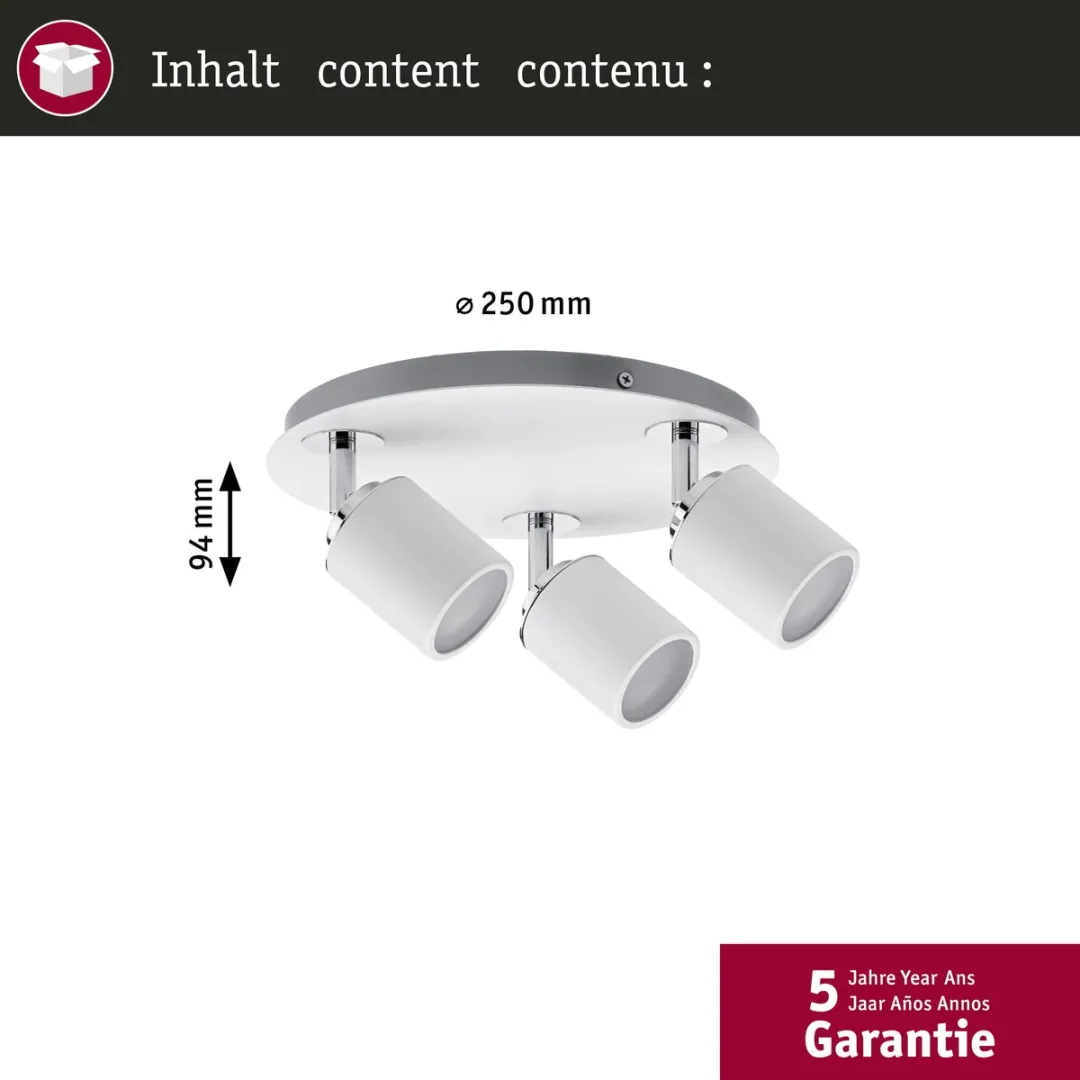 Paulmann Spotlight Tube IP44 GU10 230V - 3x10W - Wit/Chroom