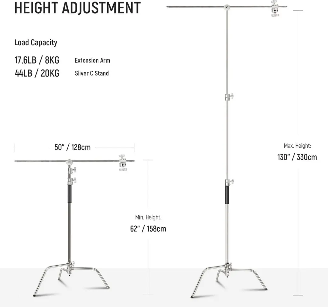 Neewer SC320 C-Stand Lichtstatief - 128cm - afbeelding 2 van 6