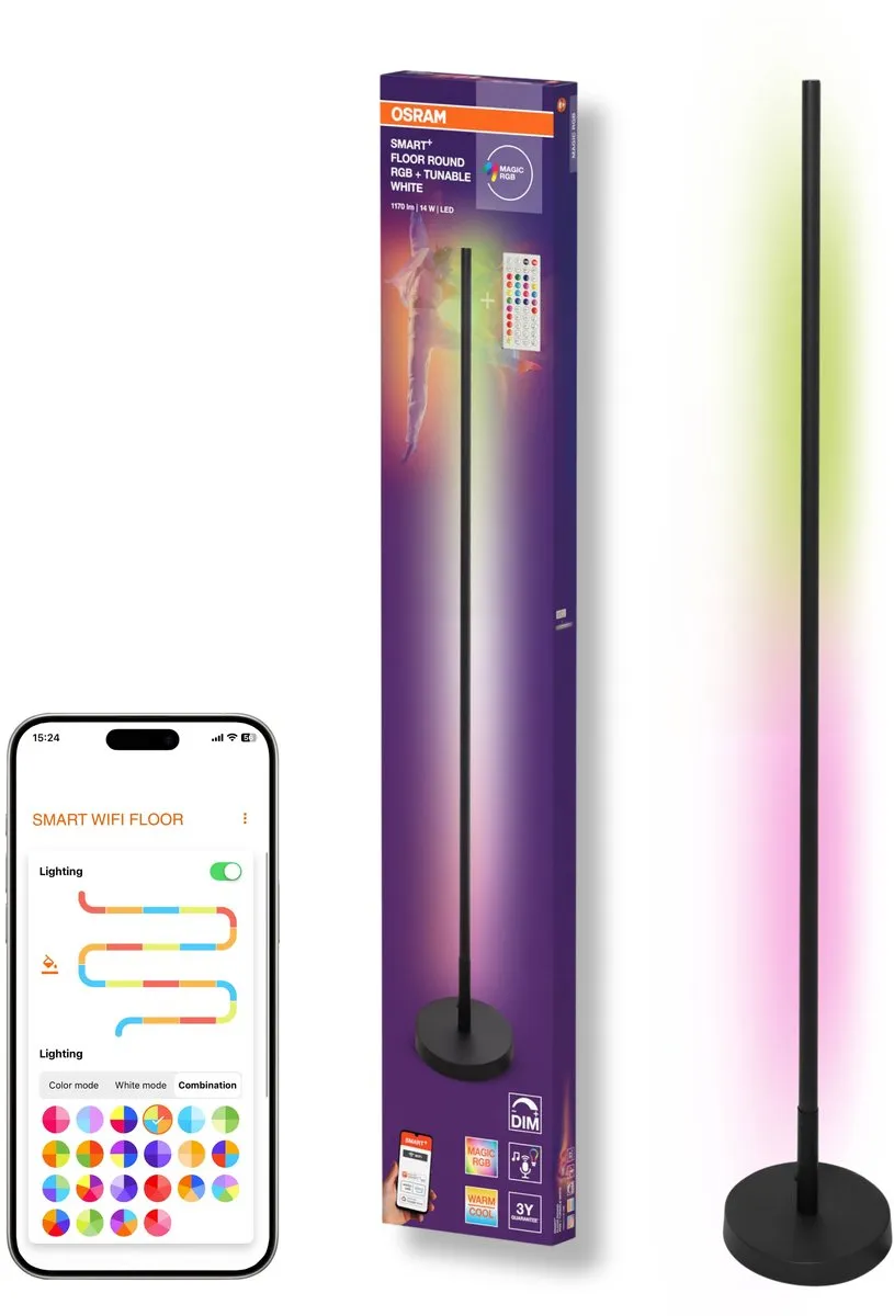 Osram SMART+ WIFI LED Vloerlamp Zwart 14W - 1170lm