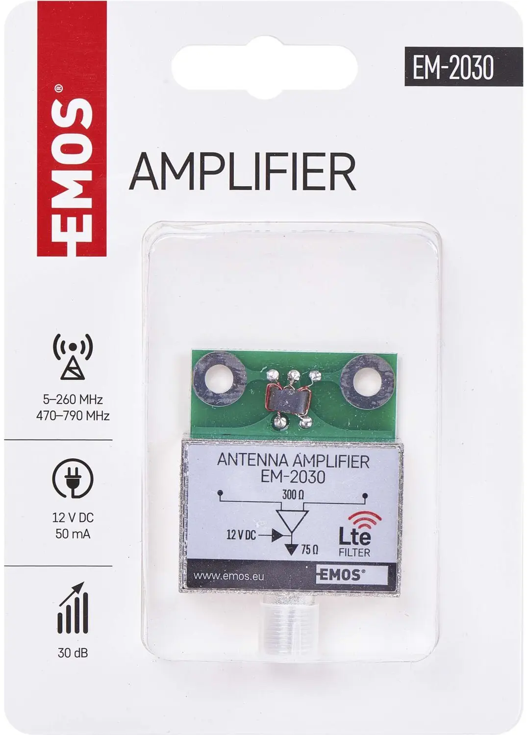 Emos J5803 Antennevoorversterker - 30dB VHF/UHF - afbeelding 4 van 6