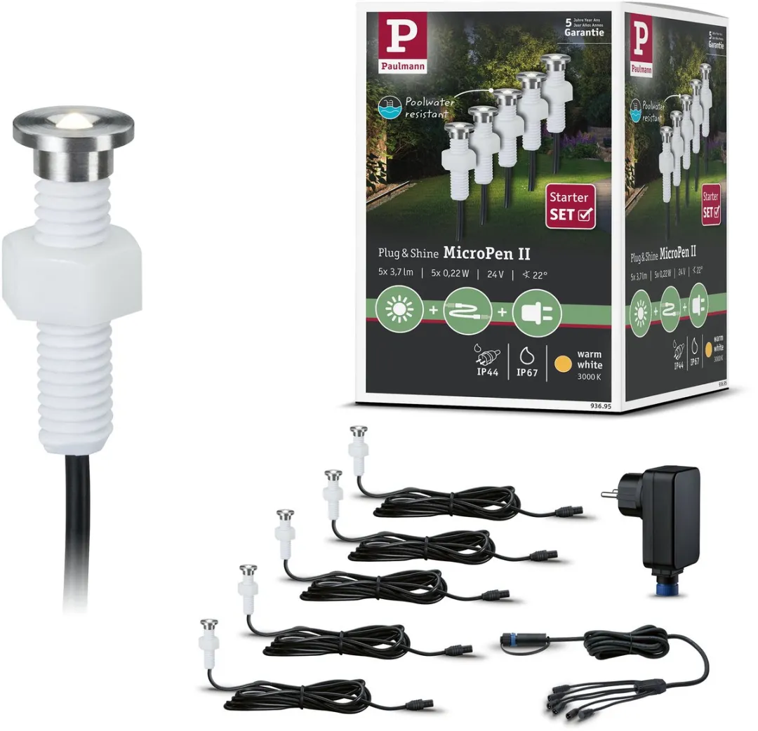 Paulmann Plug & Shine MicroPen II LED Grondinbouwlamp 5x0,2W 3000K