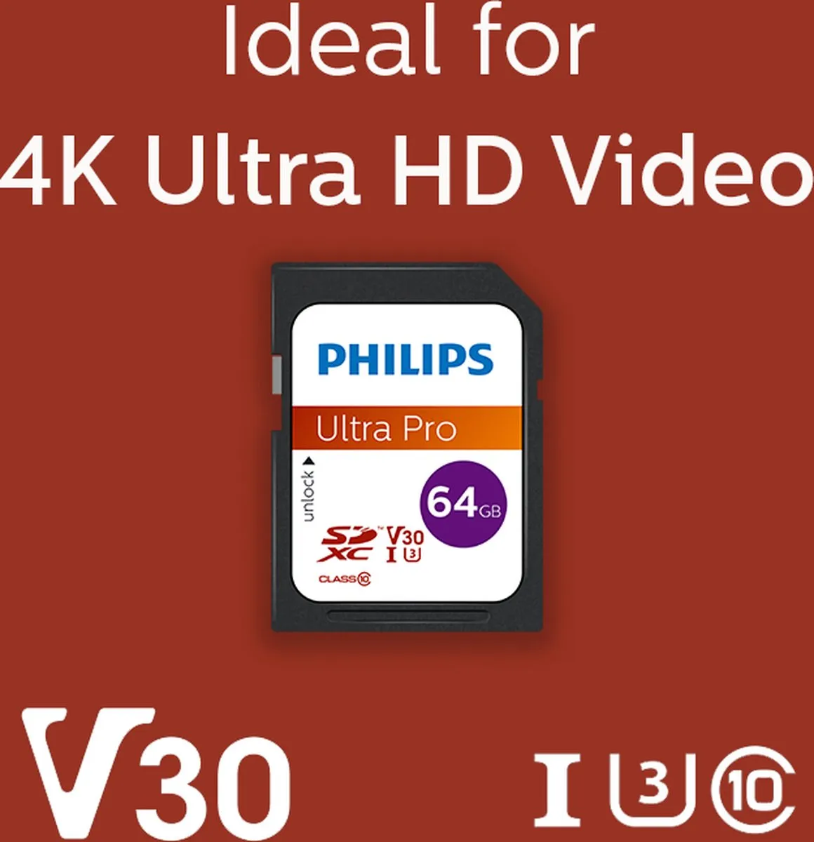 Philips FM64SD65B - SDXC kaart 64GB - Class 10 - UHS-I U3