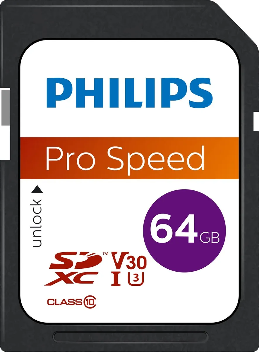 Philips FM64SD65B - SDXC kaart 64GB - Class 10 - UHS-I U3