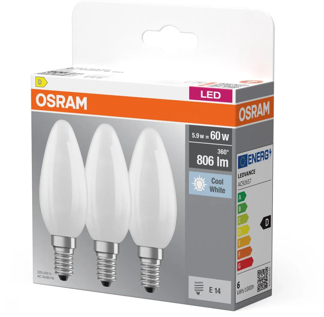 Osram Ster Filament Lamp E14 5.5W Koelwit - 3 Stuks