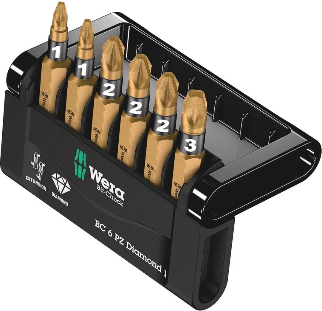 Wera 05057402001 Bit-Check 6-delig Diamant 1 Pozidrive