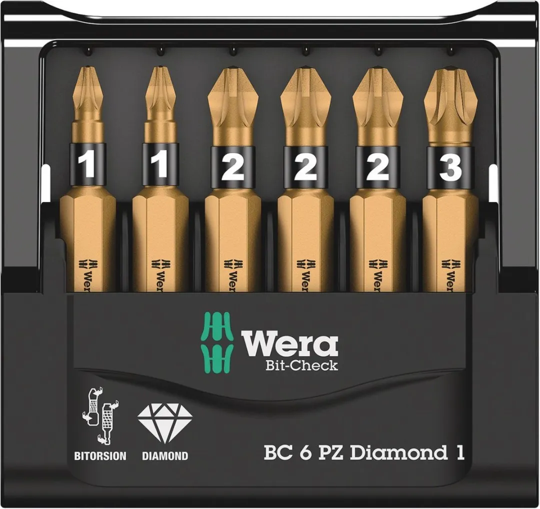 Wera 05057402001 Bit-Check 6-delig Diamant 1 Pozidrive