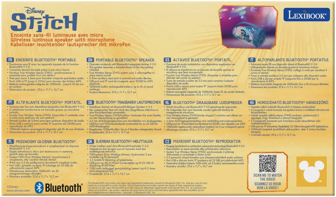 Lexibook Stitch BTP585DZ Bluetooth Lichtluidspreker - Blauw - afbeelding 2 van 6