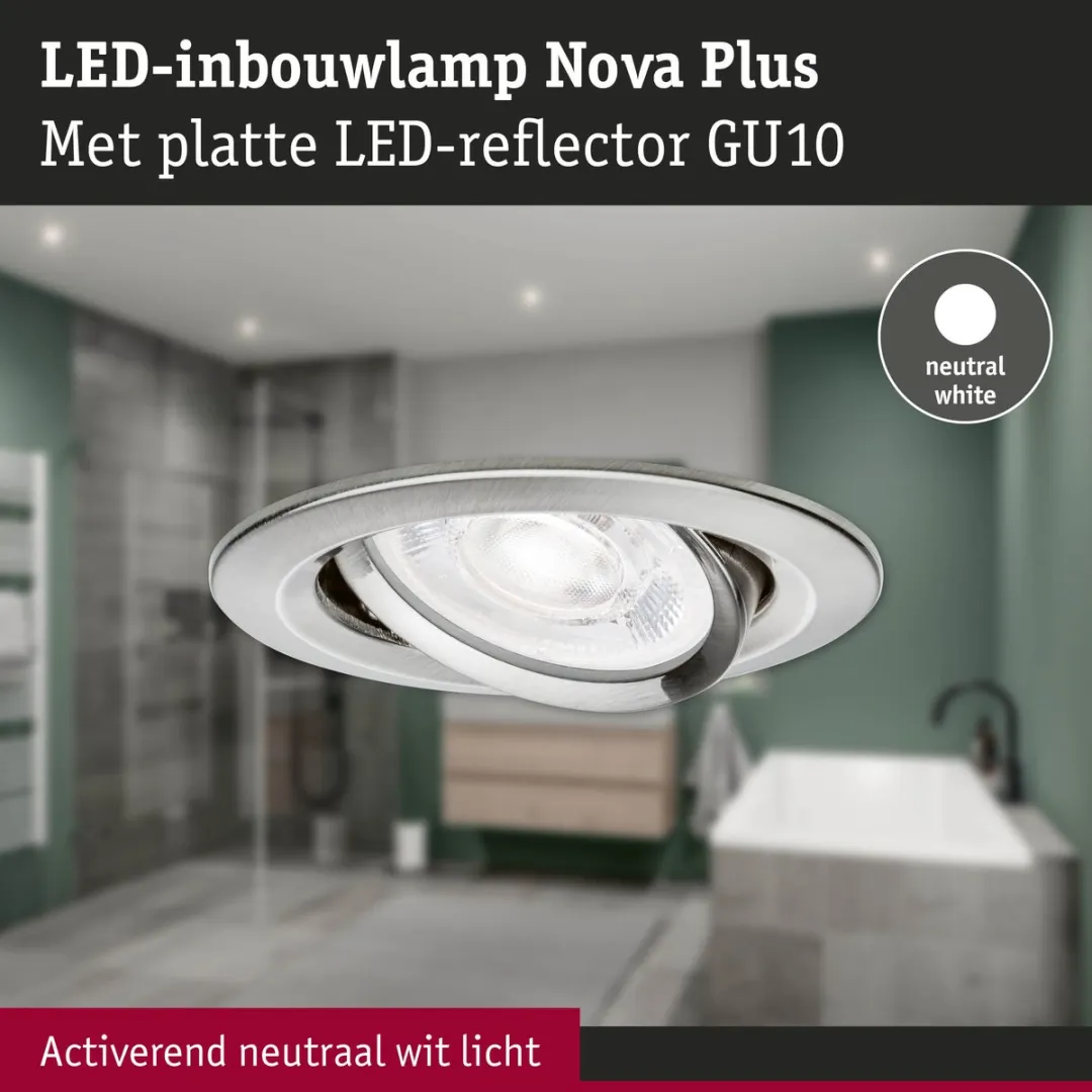 Paulmann Nova Plus GU10 LED-inbouwlamp 4,9W 550lm - 4000K - Staal geborsteld