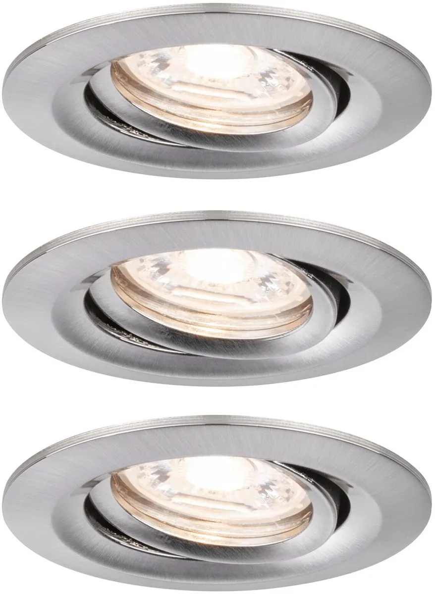 Paulmann Nova Mini Coin Basisset LED-inbouwlamp 3x4W 310lm 2700K - Staal geborsteld