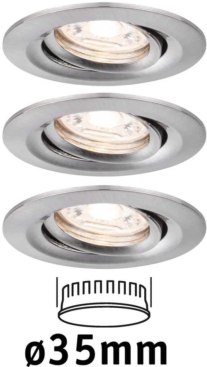 Paulmann Nova Mini Coin Basisset LED-inbouwlamp 3x4W 310lm 2700K - Staal geborsteld