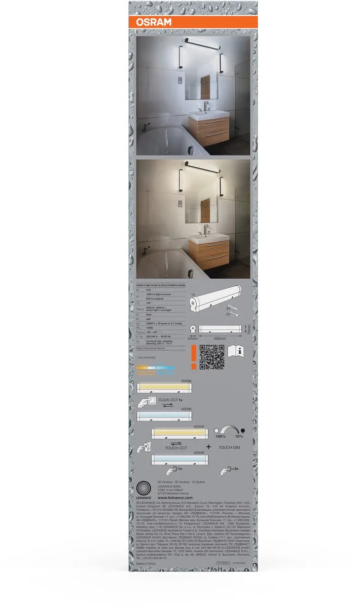 Osram Orbis Tube LED Wandlamp 9W 820lm - Zwart - 40cm
