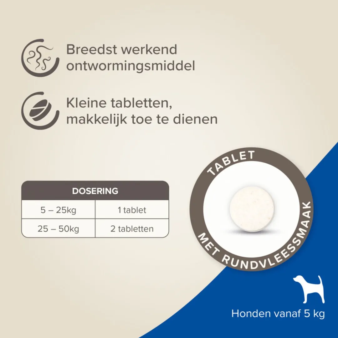 Beaphar Milquestra Ontworming Tabletten Hond 5-50kg - 4 Stuks
