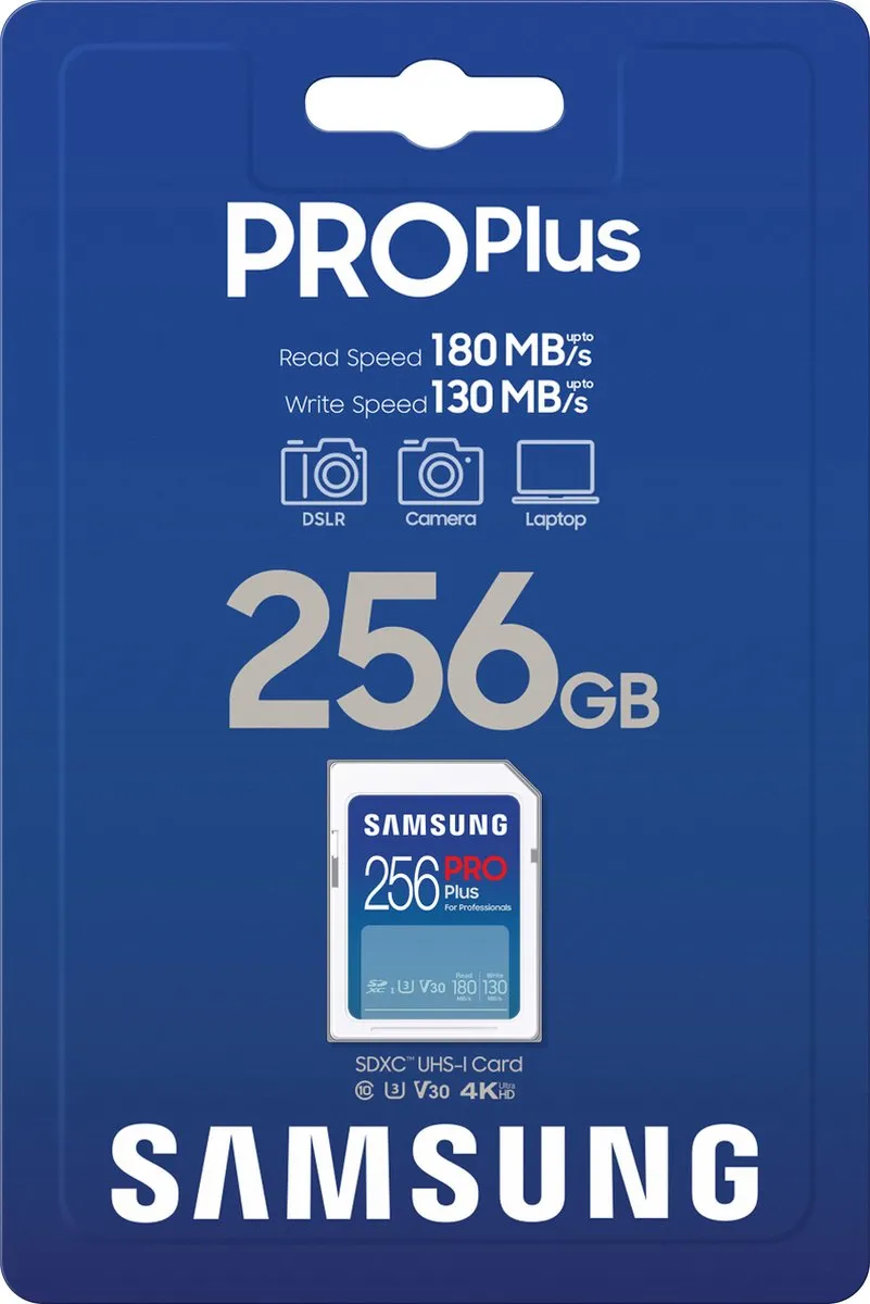 Samsung PRO Plus SD-kaart 256GB - 180/130 MB/s