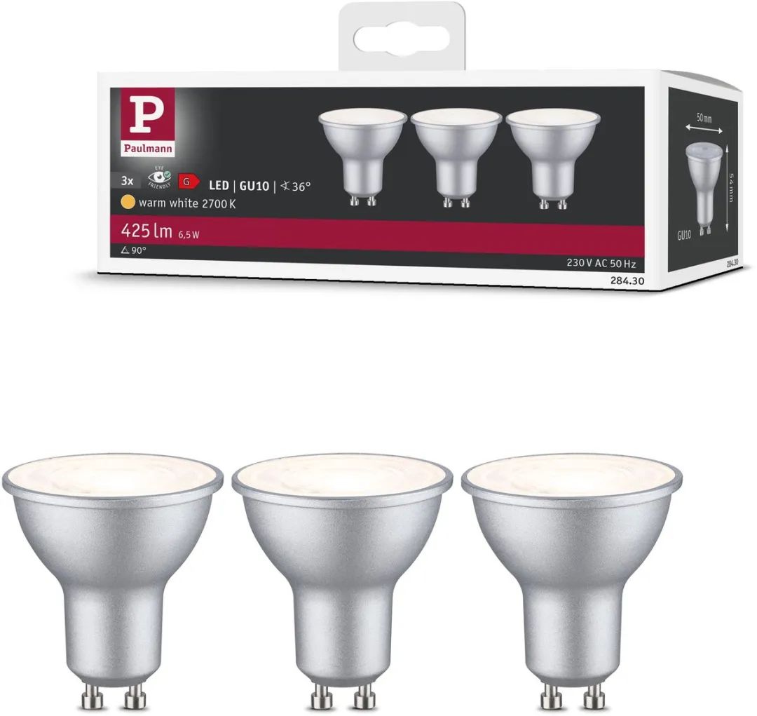 Paulmann LED Reflector GU10 Set 3x425lm 6,5W 2700K