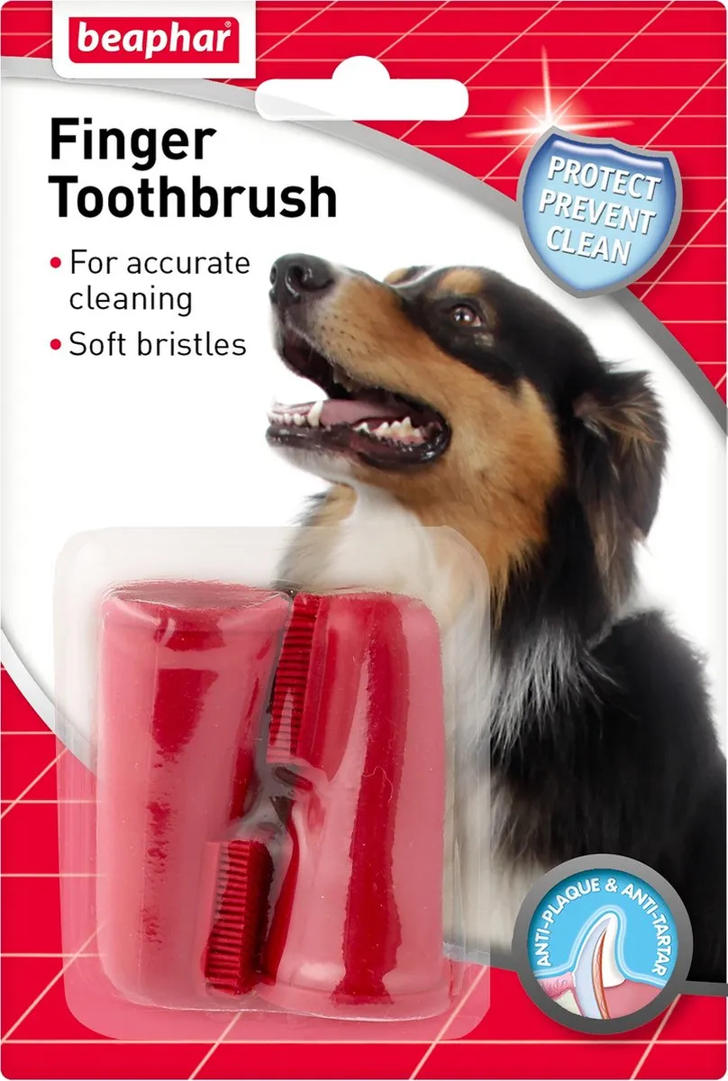 Beaphar Vingertandenborstel Kat & Hond - 2 Stuks - Rood/Wit