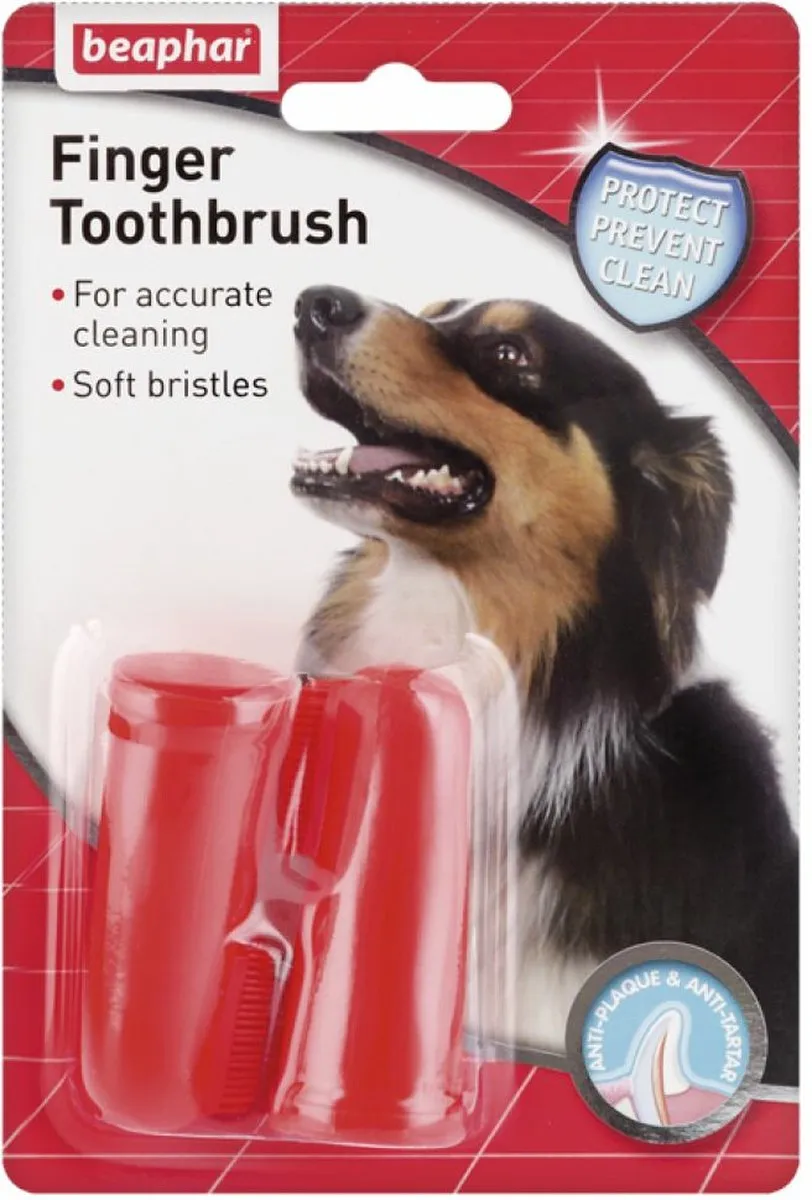 Beaphar Vingertandenborstel Kat & Hond - 2 Stuks - Rood/Wit