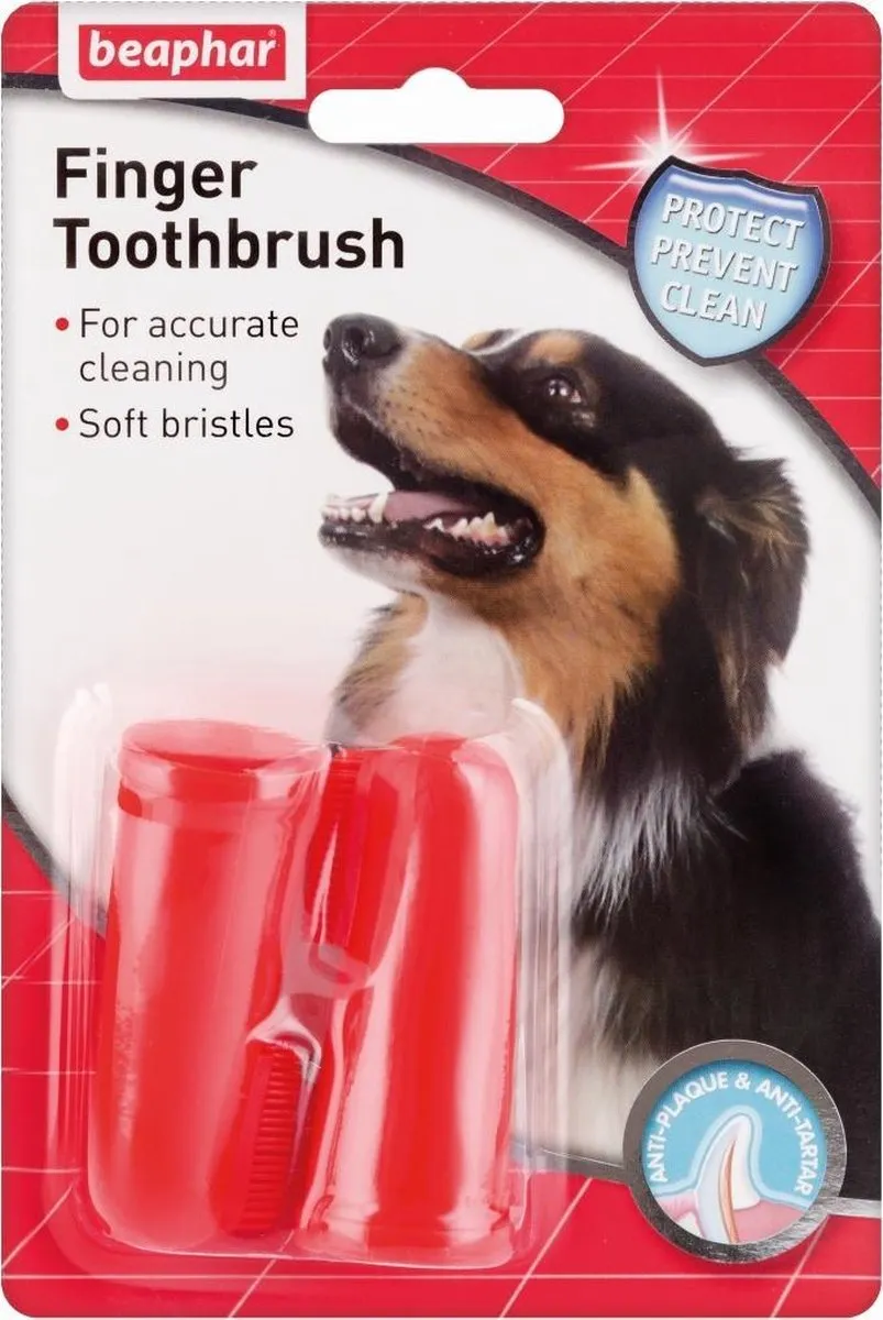 Beaphar Vingertandenborstel Kat & Hond - 2 Stuks - Rood/Wit