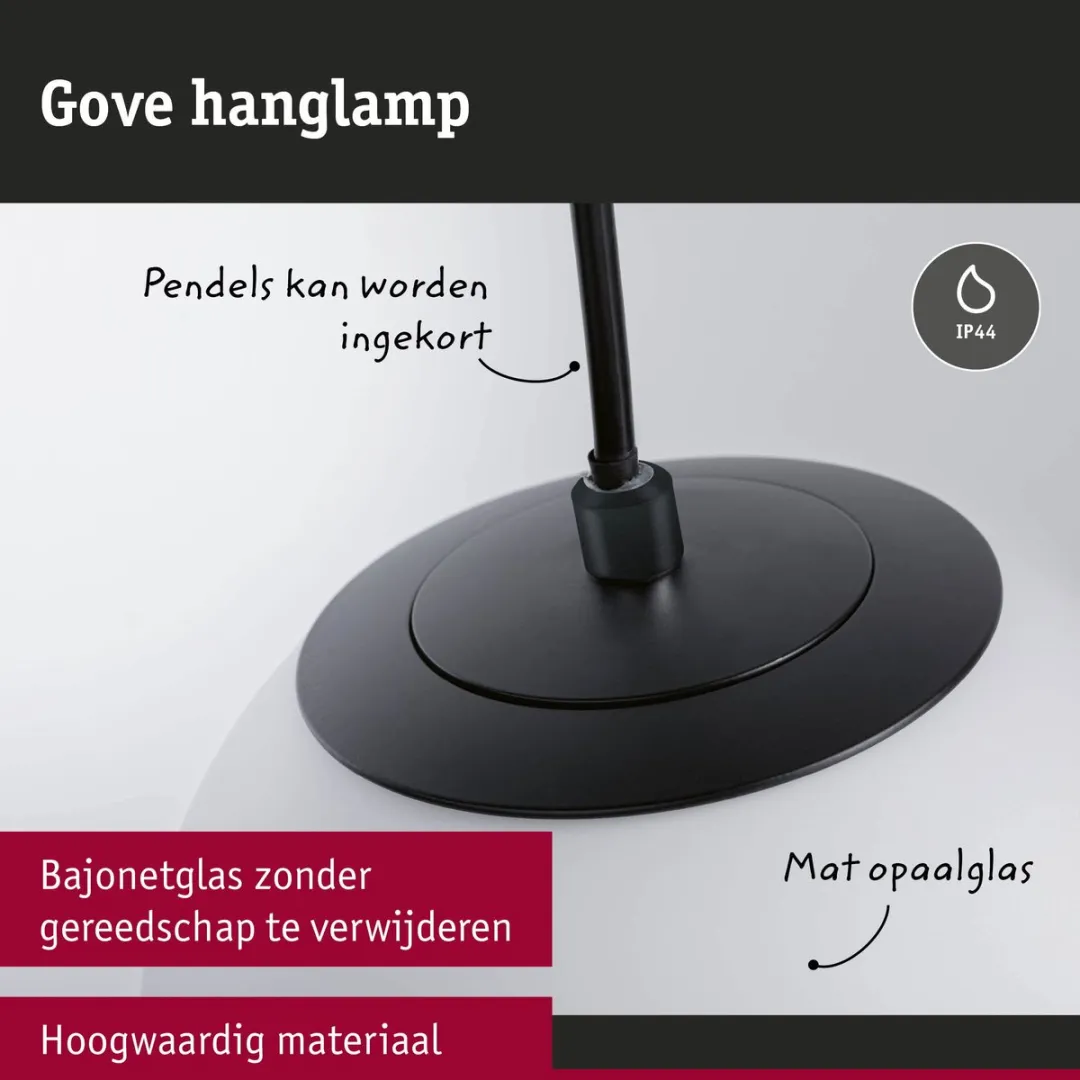 Paulmann Selection Bathroom LED-hanglamp Gove IP44 9W - Zwart mat