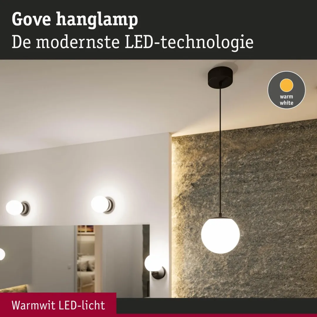 Paulmann Selection Bathroom LED-hanglamp Gove IP44 9W - Zwart mat