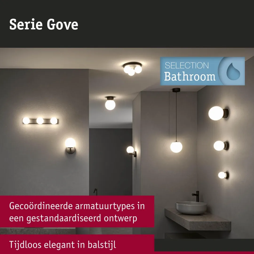 Paulmann Selection Bathroom LED-hanglamp Gove IP44 9W - Zwart mat
