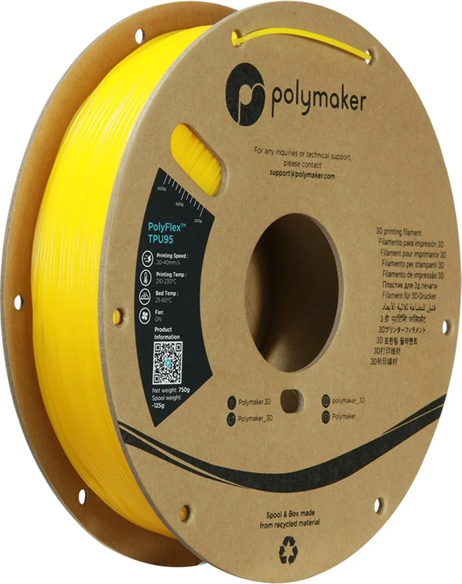 Polymaker PolyFlex TPU-95A Filament 1.75mm - 750g Geel