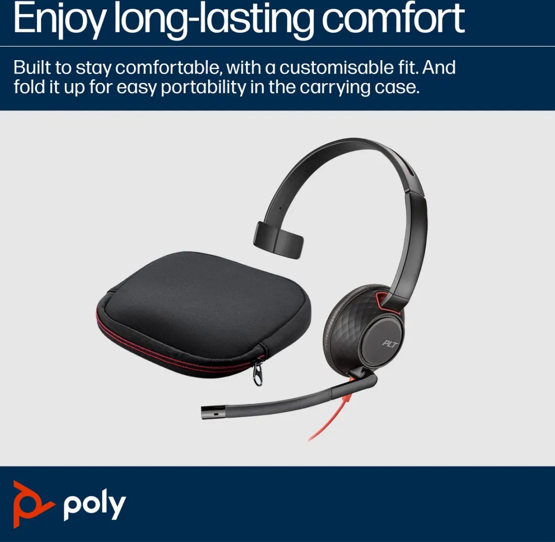 HP Poly Blackwire C5210 Headset - Noise Cancelling - Zwart