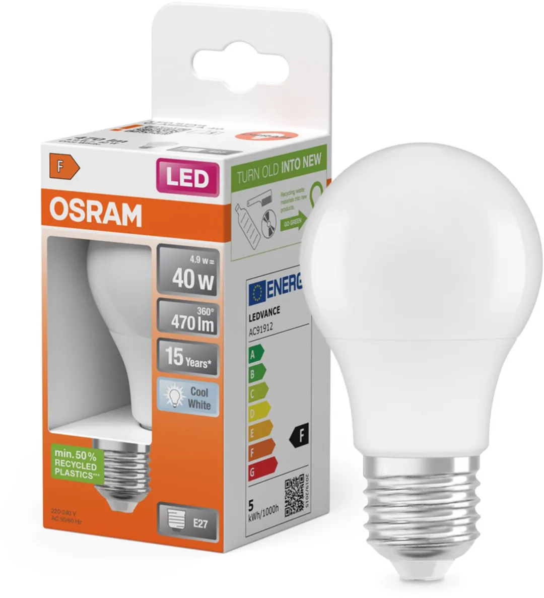 Osram LED E27 Peer 5.5W Koelwit Mat - 4000K