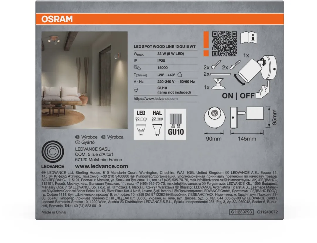 Osram LED Spot Wood Line GU10 - Warm wit - Houtdecor