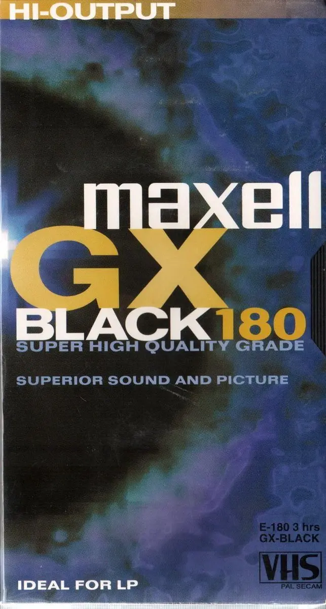 MAXELL GX BLACK 180 VHS TAPE (VIDEOBAND) SUPER HIGH QUALITY GRADE 180 MM