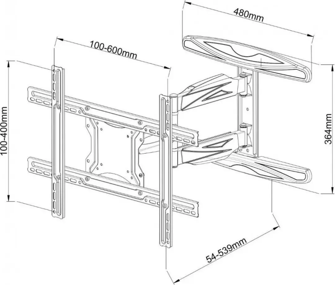 Techly ICA-PLB-171L TV-muurbeugel - Zwart - afbeelding 4 van 6