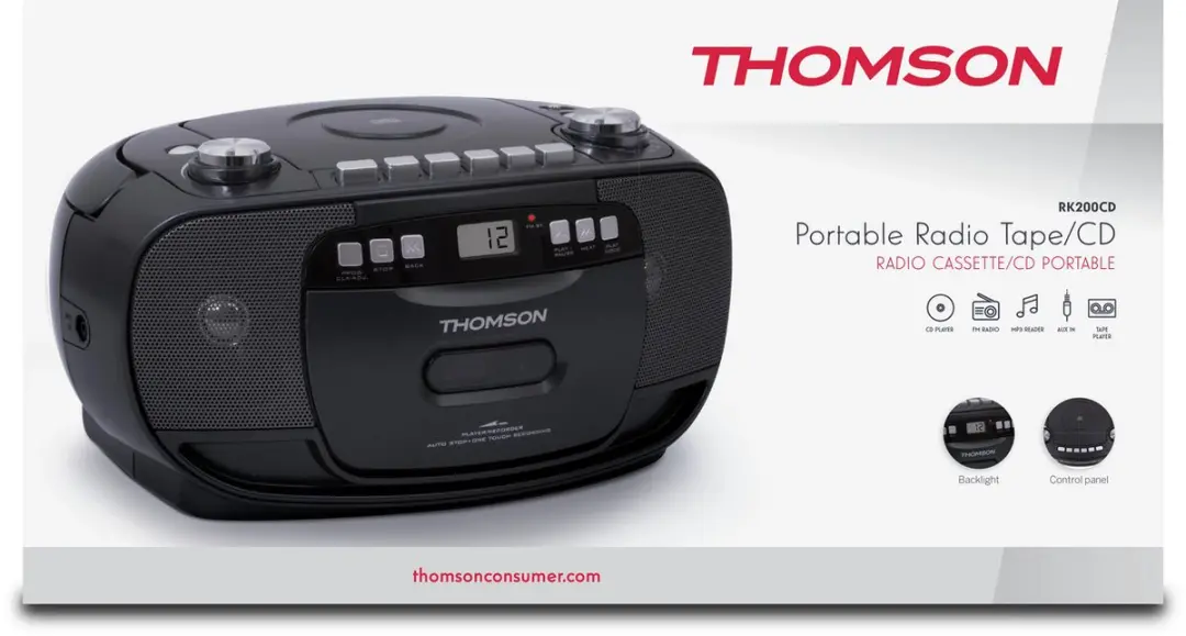Thomson RK200CD CD-radio met cassettedeck - Zwart - afbeelding 6 van 6