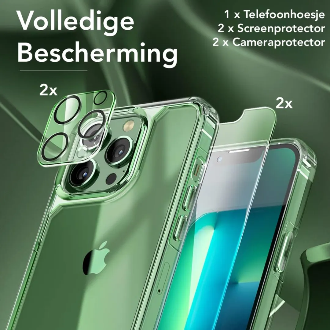 NUVEX iPhone 13 Pro Max Hoesje - Doorzichtig - 2x Screenprotector + 2x Cameraprotector
