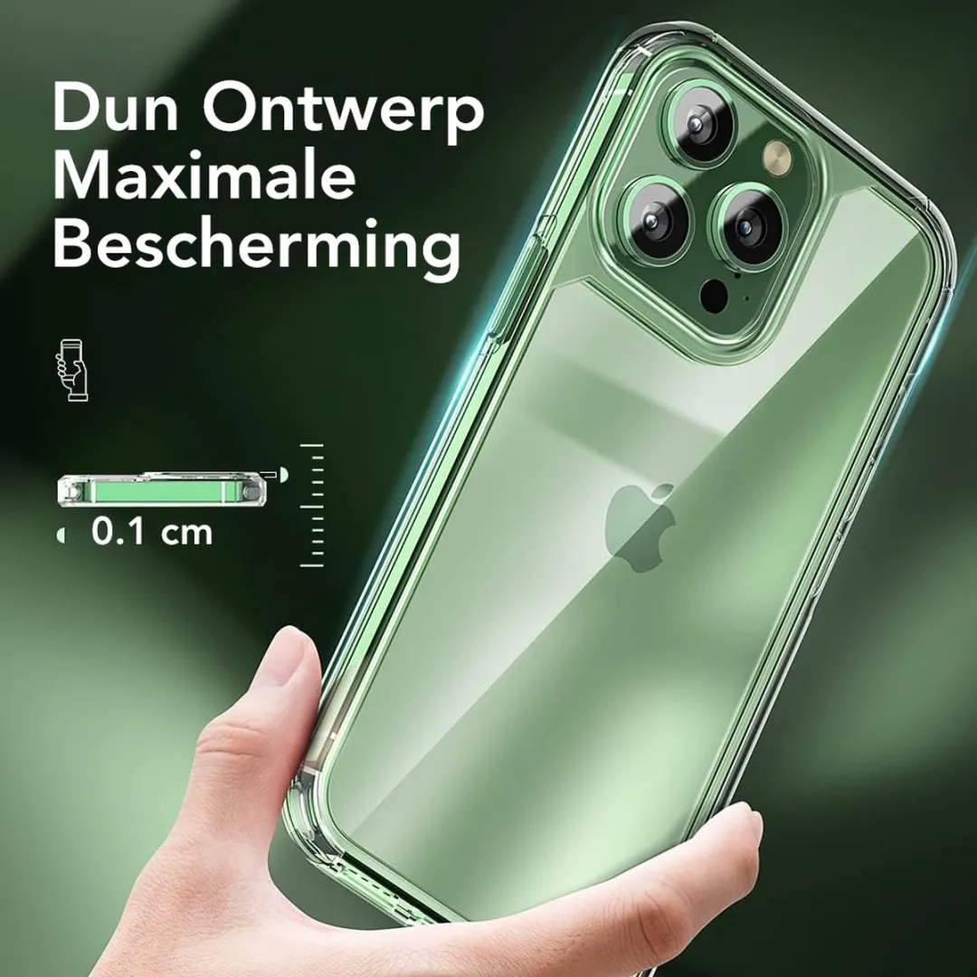 NUVEX iPhone 13 Pro Max Hoesje - Doorzichtig - 2x Screenprotector + 2x Cameraprotector