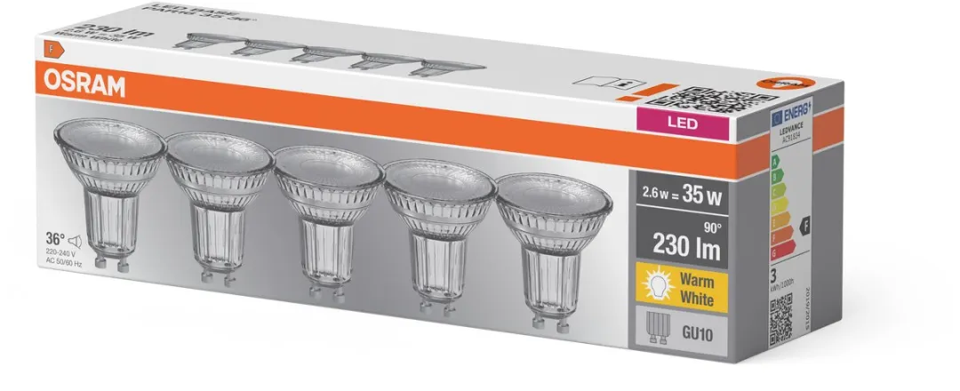 Osram LED Spot GU10 2,6W 230lm Warm Wit - 5 Stuks