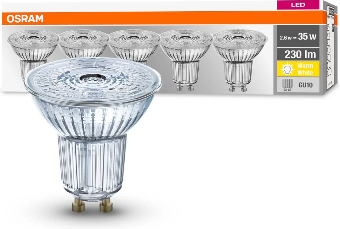Osram LED Spot GU10 2,6W 230lm Warm Wit - 5 Stuks