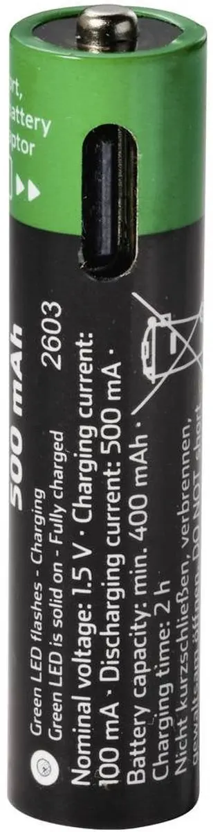 Voltcraft Oplaadbare AAA Batterij 500mAh - 4 Stuk - afbeelding 2 van 4