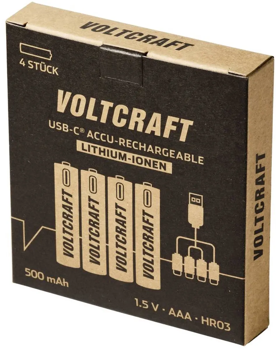 Voltcraft Oplaadbare AAA Batterij 500mAh - 4 Stuk - afbeelding 3 van 4